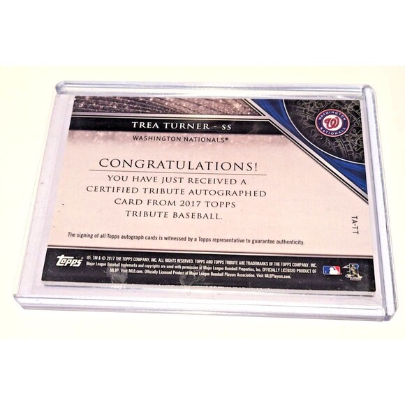 2017 Topps Tribute Baseball card Autograph TREA TURNER Auto /99 #TA-TT National - Picture 4 of 4